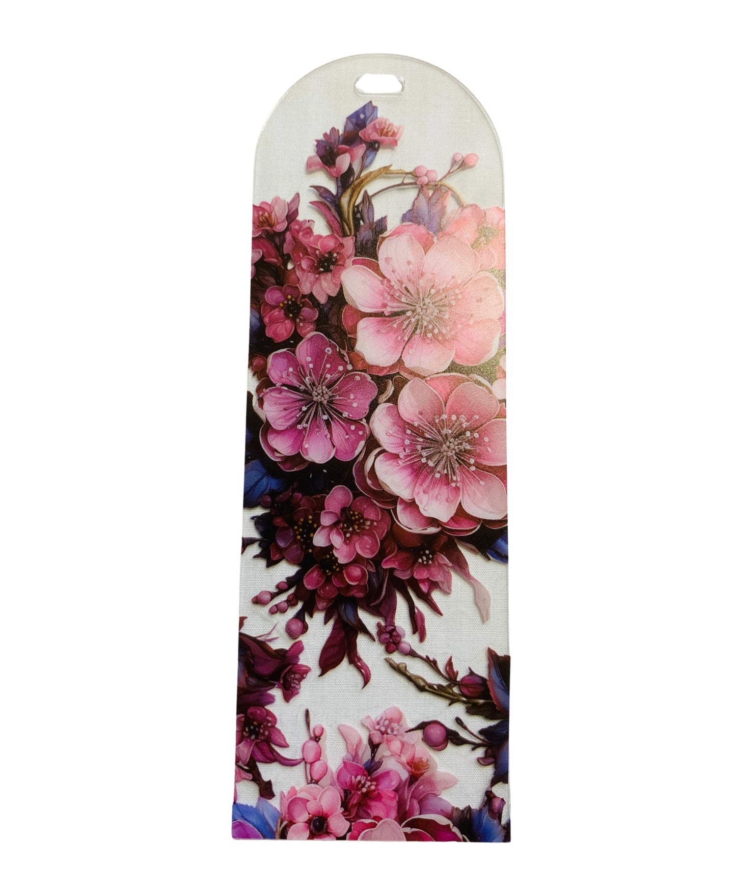 Acrylic Bookmark With Tassel - Pink Flowers