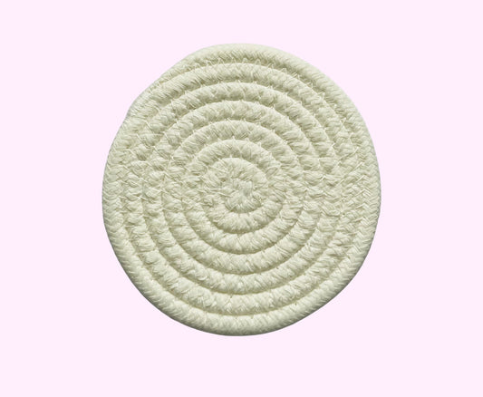 Woven Boho Coaster - White