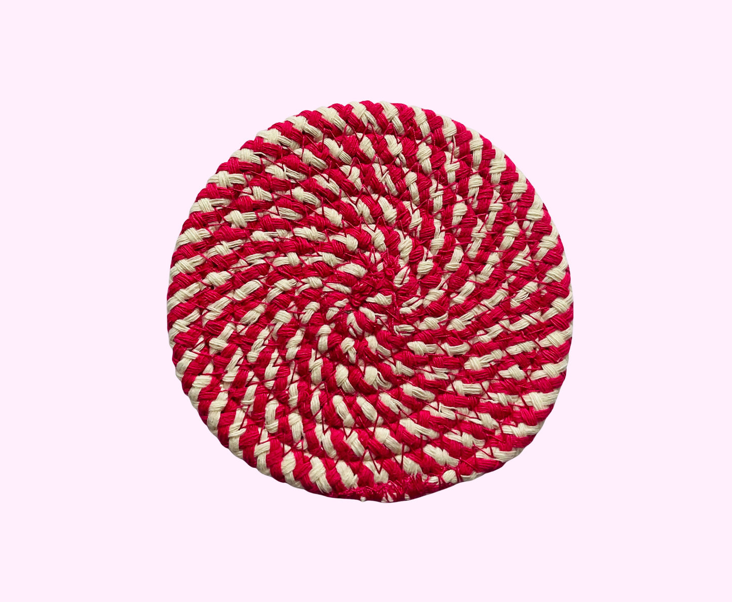 Woven Boho Coaster - Pink Stripes