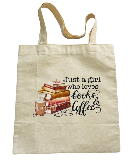 Canvas Tote Bag - Books & Coffee