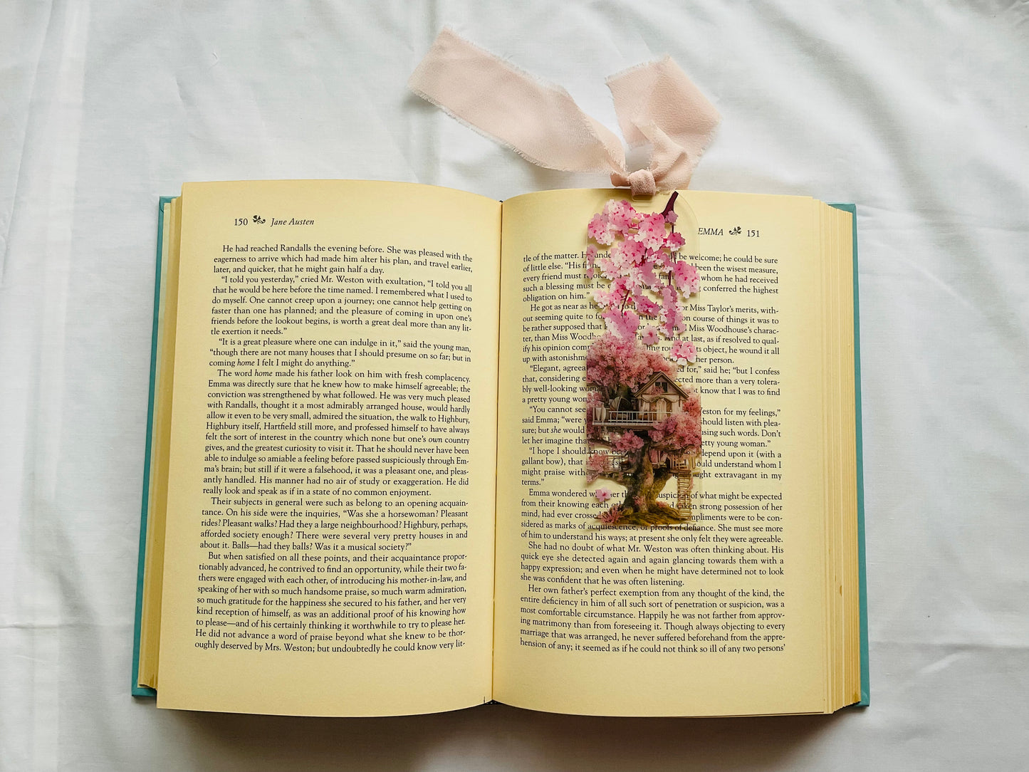 Acrylic Bookmark With Tassel - Cherry Blossom