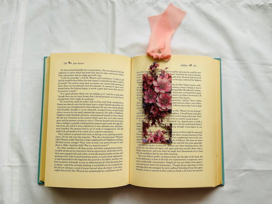 Acrylic Bookmark With Tassel - Pink Flowers