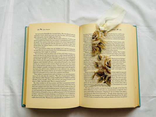Acrylic Bookmark With Tassel - Golden rose