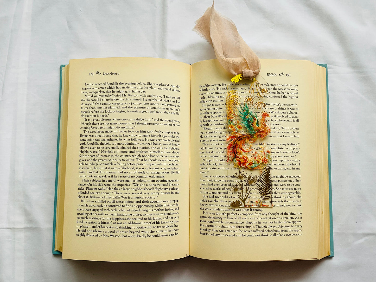 Acrylic Bookmark With Tassel - Golden Phoenix