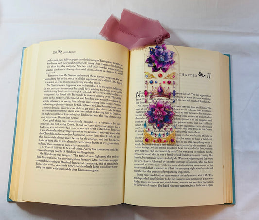 Acrylic Bookmark With Tassel - Crown of Jewels (purple)