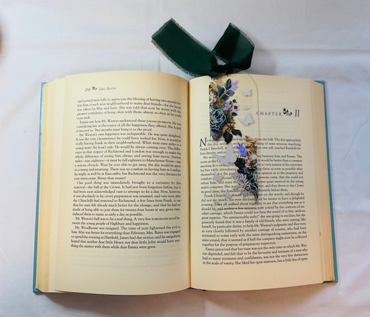 Acrylic Bookmark With Tassel - Silver Butterflies