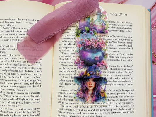 Acrylic Bookmark With Tassel - Flower Power