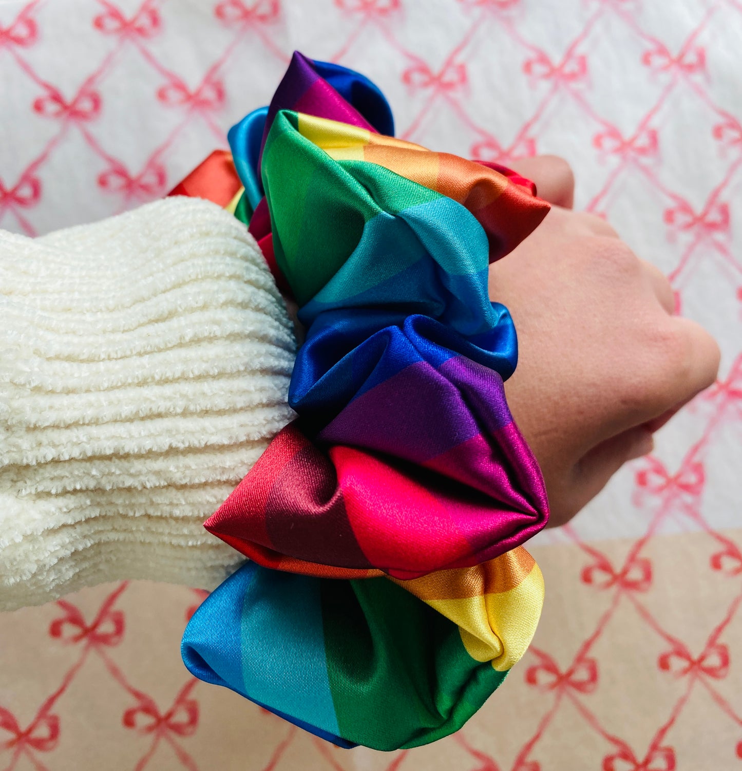 Satin Scrunchie - Rainbow XL