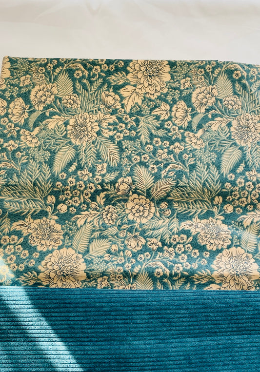 Quilted Tote Bag - Turquoise Fields