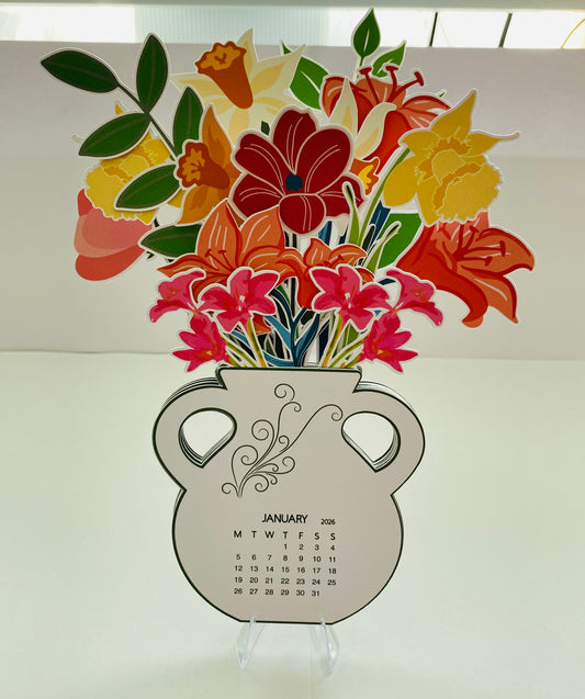 Flowers in vase - Desk Calendar - 2026
